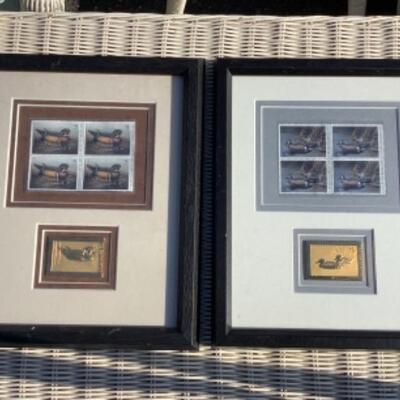 272 Pair of Framed Ducks unlimited Stamp and Gold Piece Sets 