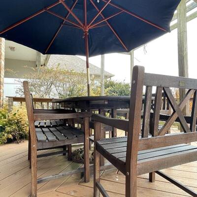 Avonlea Gardens Teak 7 Piece Patio Set With Sunbrella (Heavy)