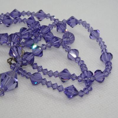 Lavender Purple Glass Crystal Necklace