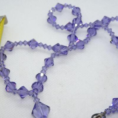 Lavender Purple Glass Crystal Necklace