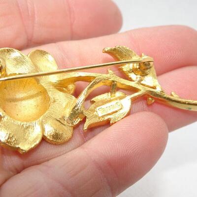 Trifari Gold Brooch, Rose Brooch MCM