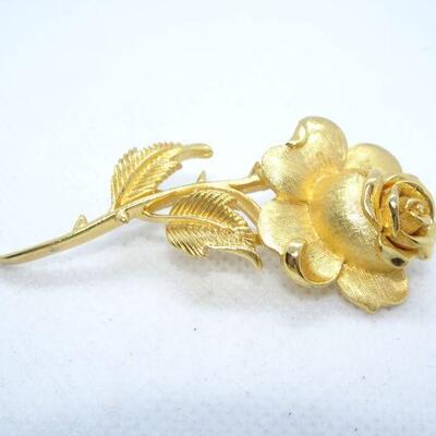 Trifari Gold Brooch, Rose Brooch MCM