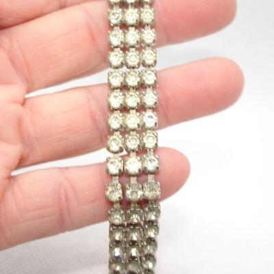 Vintage Mid Century 3 strand Rhinestone Bracelet, Evening Wear Jewels 