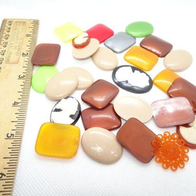 Vintage Plastic & Celluloid Jewelry Cabochons, 1950's Jewelry Supplies, Cameos 