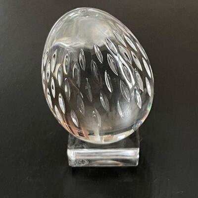 Beautiful Baccarat Crystal Egg and crystal base. Pristine!
