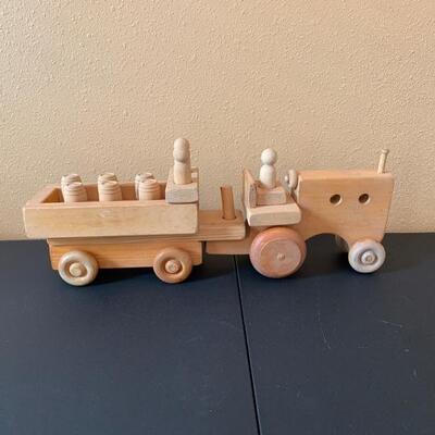 Wood Train & Tractor Set 
