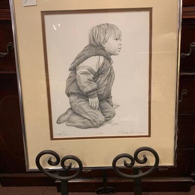 Lot 9 â€“ Framed pencil drawing â€œparade comingâ€ by Bob Giese