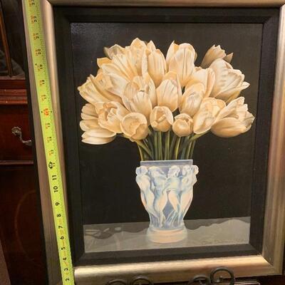My 13 - Ora Sorenson framed signed giclÃ©e white Tulips