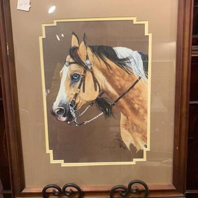 Lot 17 â€“ signed and numbered Julie Woods framed horse print 18 x 22