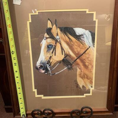 Lot 17 â€“ signed and numbered Julie Woods framed horse print 18 x 22