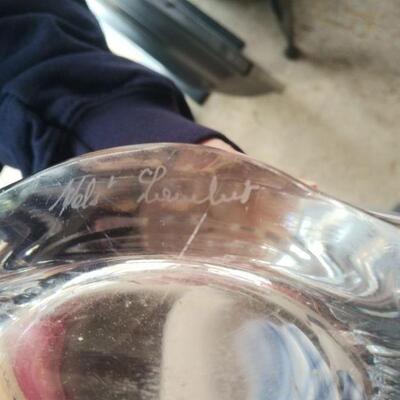 Val St. Lambert Long art glass-signed