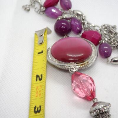 Silver, Pink & Purple Necklace, Different colors on each side 
