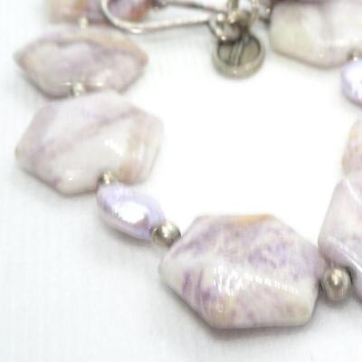 Natural Gem Stone Necklace & Earring Set Purple, Lavender, Great Easter Color! 