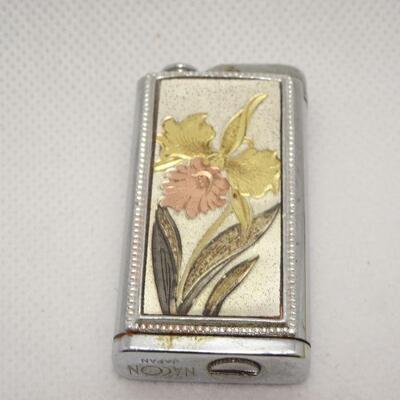 Silver & Gold Etched Lighter Fancy Floral 