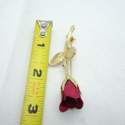 Gold & Red Rose Pin 