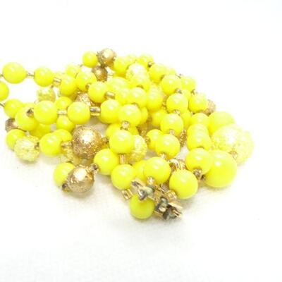 Sunshine Yellow Mid Century Beaded Necklace 