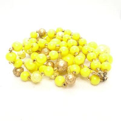 Sunshine Yellow Mid Century Beaded Necklace 