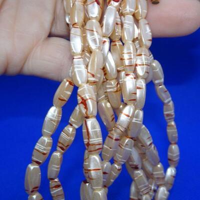 Fun Light Weight Beige Mid Century Necklace 