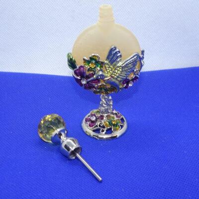 Must Have Glass & Metal Hummingbird Perfume Bottle 