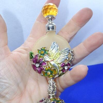 Must Have Glass & Metal Hummingbird Perfume Bottle 