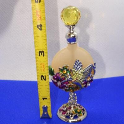 Must Have Glass & Metal Hummingbird Perfume Bottle 
