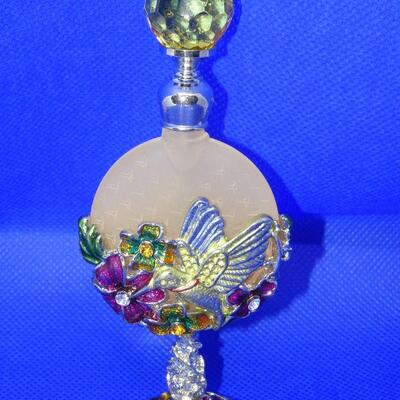Must Have Glass & Metal Hummingbird Perfume Bottle 