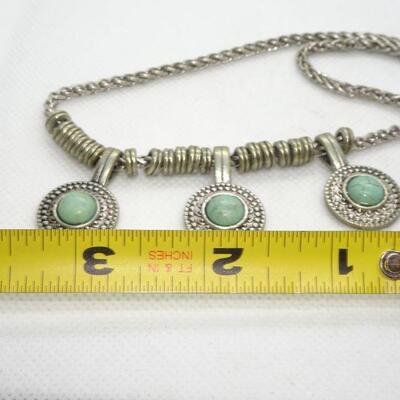 Silver Tone Faux Turquoise Necklace 