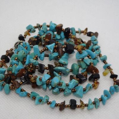 Turquoise & Brown Chip Necklace - Southwestern Style Necklace 