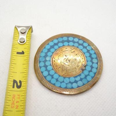 Turquoise & Copper Medallion Pendant 