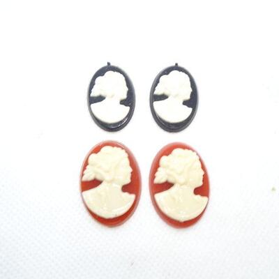 4 Piece - plastic Cameo Cabochon's 1950's