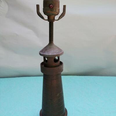 Brass Lighthouse Lamp Folk Art