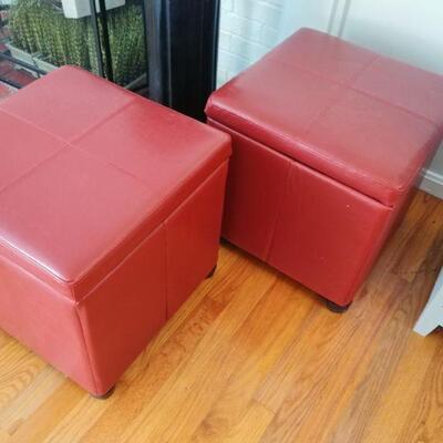 Pair Red ottomans