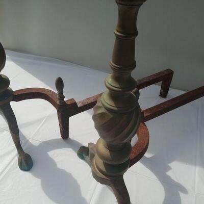 Late Victorian Brass Swirl Andirons