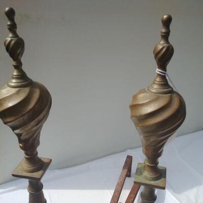 Late Victorian Brass Swirl Andirons