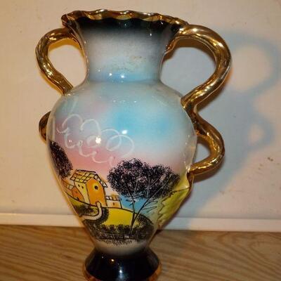 " Hand made and painted Italy Vase approx.13. in high".