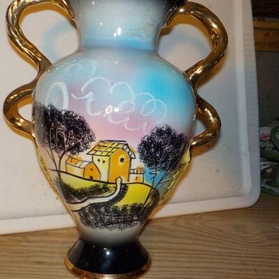 " Hand made and painted Italy Vase approx.13. in high".