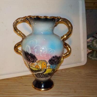 " Hand made and painted Italy Vase approx.13. in high".