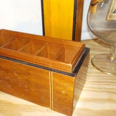 '1930's wood cigarette holder and multi Beer glass."