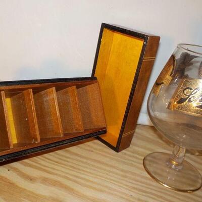 '1930's wood cigarette holder and multi Beer glass."