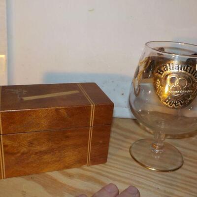 '1930's wood cigarette holder and multi Beer glass."