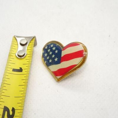 Red White & Blue Heart Tie Tack Pin, Patriotic Jewelry 
