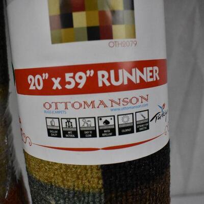 Qty 2 Ottomanson Ottohome Checkered Runner Rug, Multicolor, 20
