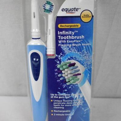 Equate infinity rechargeable electric toothbrush + 2 replacement heads - New