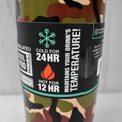 TAL Water Bottle Double Wall Insulated Stainless Steel 40oz, Camo - New
