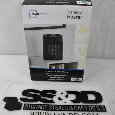 Mainstays 1500W Ceramic Electric Space Heater, WSH10C2ABB, Black - New |  EstateSales.org