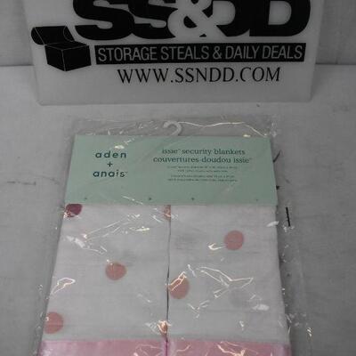 aden & anais classic security blankets heart breaker 2-pack, pinks & white - New