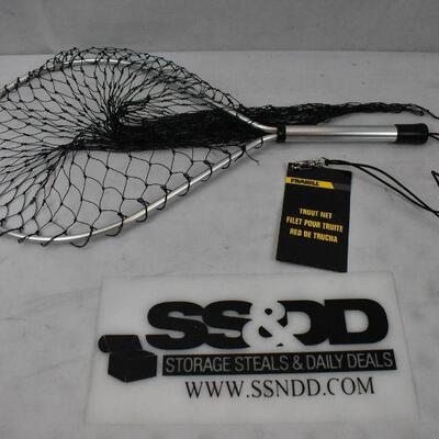 Frabill Folding Sturdy LightWeight Fishing Net, Black/Transparent - New