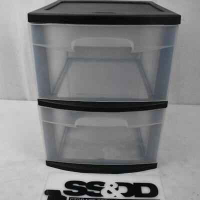 Sterilite 2 Drawer Cart Black & Clear with Caster Wheels - New