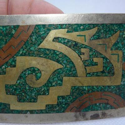 Turquoise & Silver Southwestern Native American Belt Buckle 