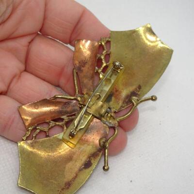 Handmade Craft Butterfly Brooch, Copper & Brass